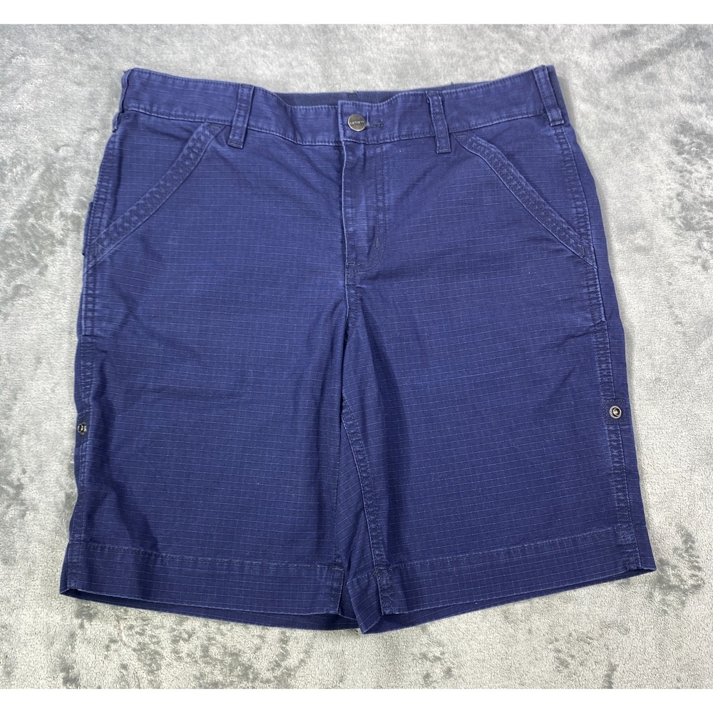 Carhartt Shorts Women Size 8 Navy Blue Original Fit Ripstop Utility Workwear Y2K